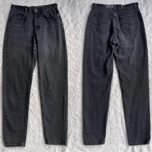 Vintage Lee 90s high rise waist mom jeans faded washed black 28